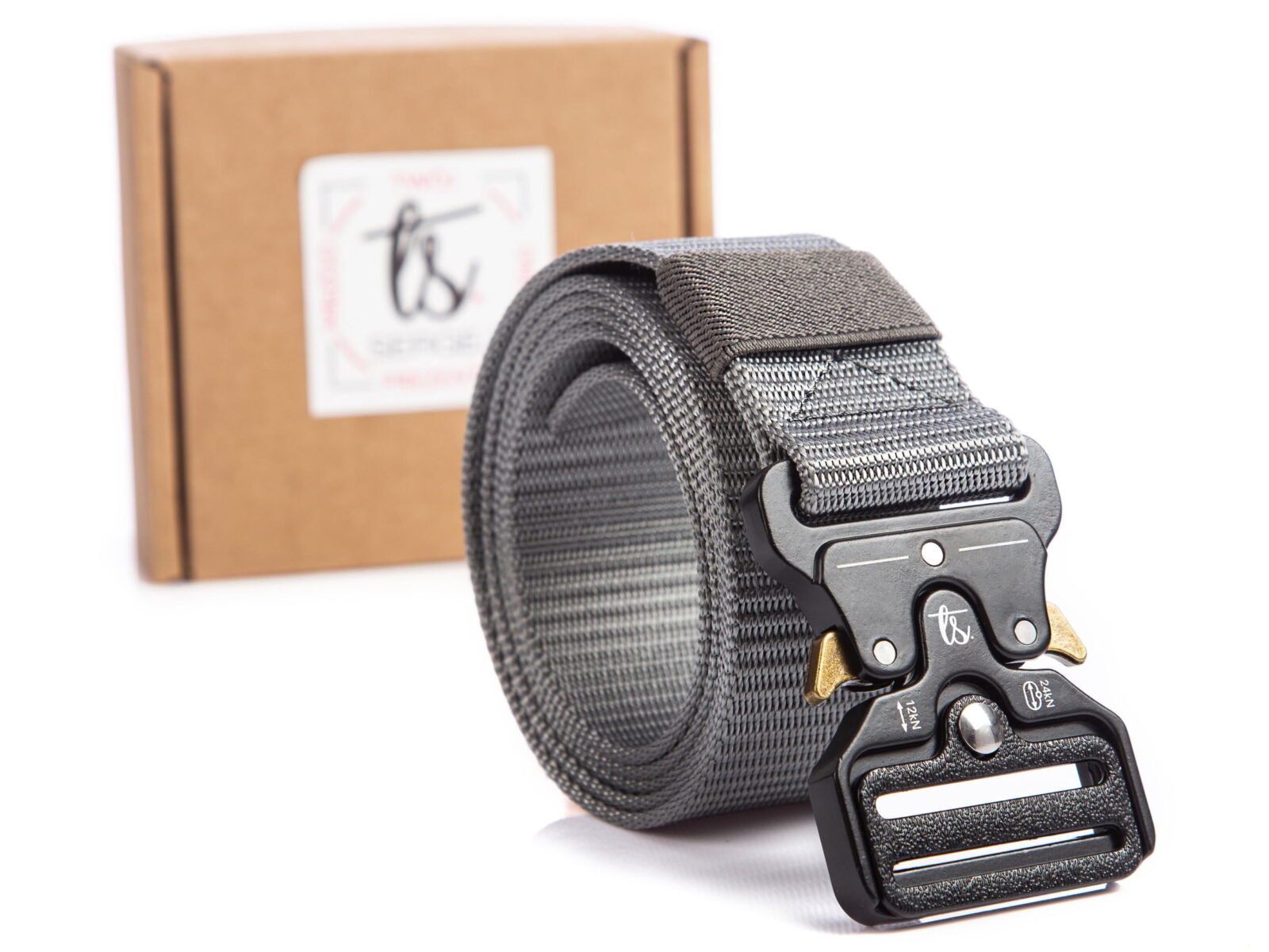 Szary taktyczny pasek męski do spodni z wojskową klamrą zatrzaskową Quick Release