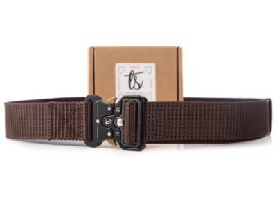 Militarny pasek męski do spodni brązowy SERGEJ - obrazek 2