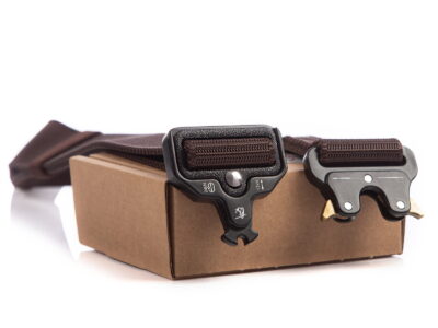 Militarny pasek męski do spodni brązowy SERGEJ - obrazek 3