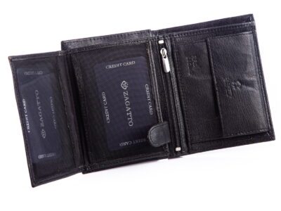 ZAGATTO Czarny skórzany portfel męski RFID - obrazek 5