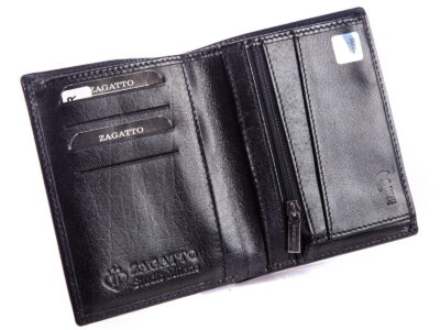 Cienki skórzany portfel męski RFID czarny ZAGATTO - obrazek 3