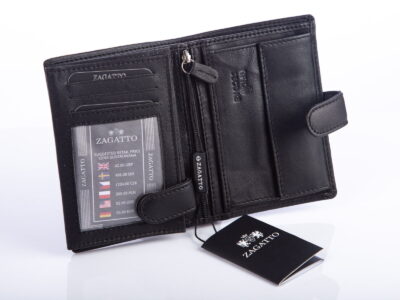 Skórzany portfel męski pionowy RFID ZAGATTO z zapięciem - obrazek 3