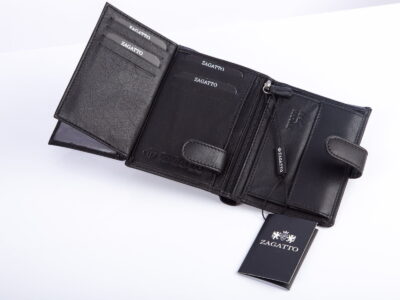 Skórzany portfel męski pionowy RFID ZAGATTO z zapięciem - obrazek 5