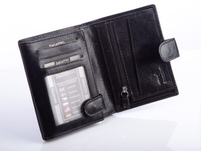 Portfel męski skórzany ZAGATTO elegancki RFID czarny - obrazek 3