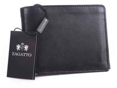 Czarny poziomy portfel skórzany Zagatto