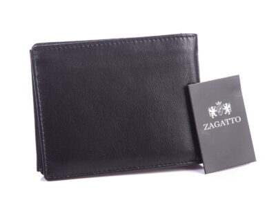 Portfel męski skórzany ZAGATTO czarny poziomy - obrazek 2