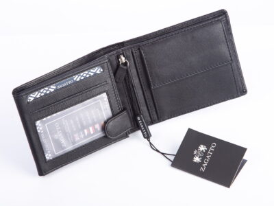 Portfel męski skórzany ZAGATTO czarny poziomy - obrazek 3