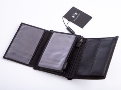 Pionowy portfel męski czarny z miękkiej skóry ZAGATTO - obrazek 4