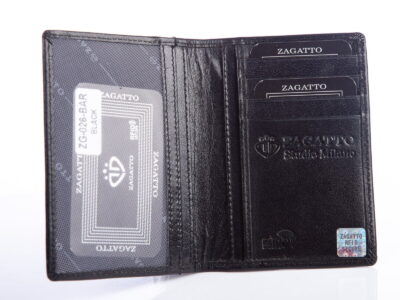 Skórzane cienkie etui męskie na karty czarne ZAGATTO RFID - obrazek 3