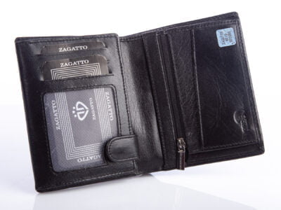 Skórzany elegancki czarny portfel męski Zagatto RFID - obrazek 3