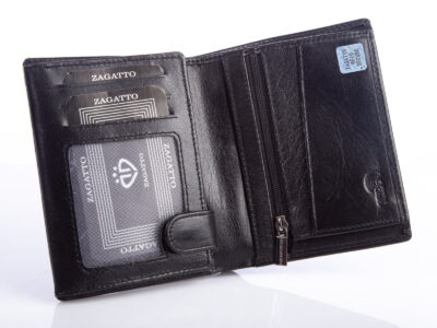 Skórzany elegancki czarny portfel męski Zagatto RFID - obrazek 3