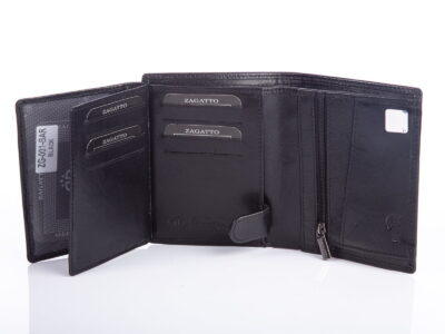 Skórzany elegancki czarny portfel męski Zagatto RFID - obrazek 5