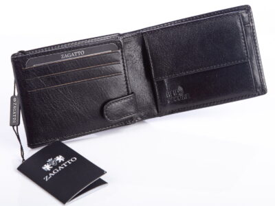 Poziomy portfel męski trifold skórzany ZAGATTO RFID - obrazek 3