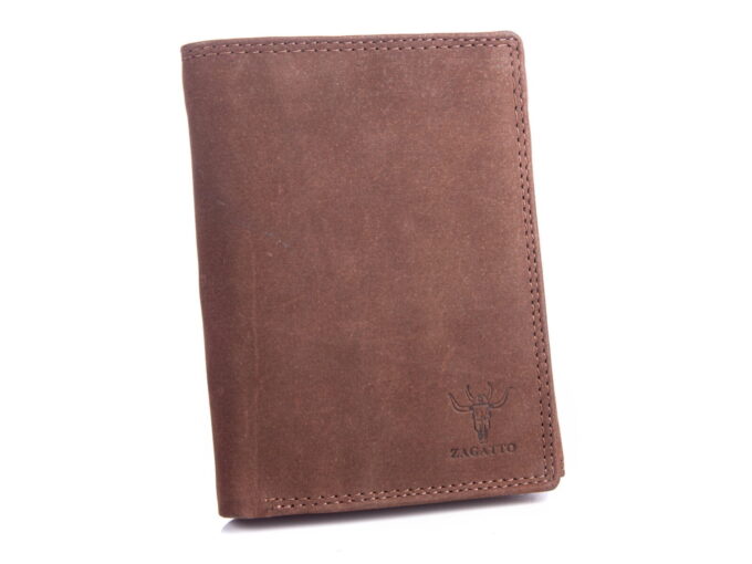 Brązowy portfel męski pionowy skórzany ZAGATTO