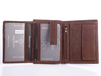 Pionowy portfel męski brązowy RFID ZAGATTO - obrazek 4