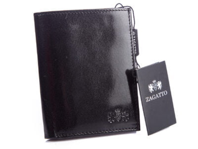 Błyszczący czarny portfel męski ZAGATTO RFID