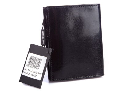 Cienki pionowy portfel męski czarny skórzany ZAGATTO - obrazek 2