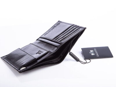 Cienki pionowy portfel męski czarny skórzany ZAGATTO - obrazek 4