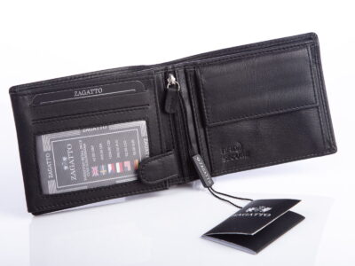 Portfel męski skórzany ZAGATTO czarny poziomy - obrazek 3