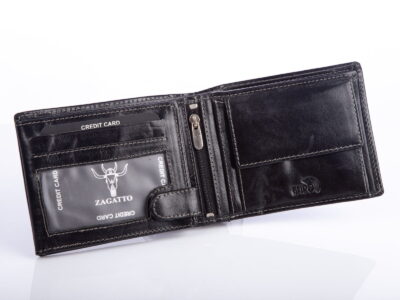 Portfel męski z gniecionej skóry naturalnej ZAGATTO RFID - obrazek 3
