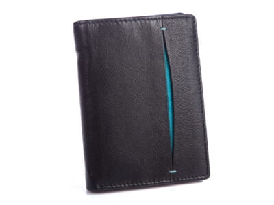 Czarny portfel męski z niebieskim pionowym akcentem ZAGATTO MR03-PS