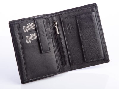 Czarny portfel męski z niebieskim paseczkiem ZAGATTO RFID - obrazek 3