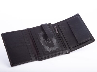 Czarny portfel męski z niebieskim paseczkiem ZAGATTO RFID - obrazek 4