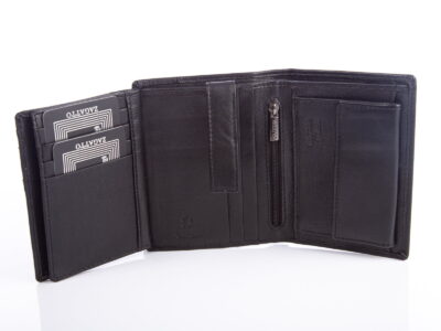 Czarny portfel męski z niebieskim paseczkiem ZAGATTO RFID - obrazek 5