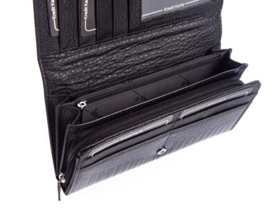 Duży portfel damski czarny lakierowany croco Jennifer Jones - obrazek 5