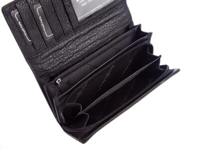 Duży portfel damski czarny lakierowany croco Jennifer Jones - obrazek 6