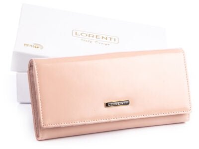 Rózowy pastelowy portfel damski skózany Lorenti-72401