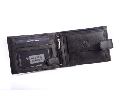 Portfel męski skórzany ZAGATTO czarny poziomy z zapięciem - obrazek 4