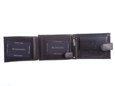Portfel męski skórzany ZAGATTO czarny poziomy z zapięciem - obrazek 5