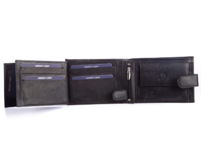 Portfel męski skórzany ZAGATTO czarny poziomy z zapięciem - obrazek 6