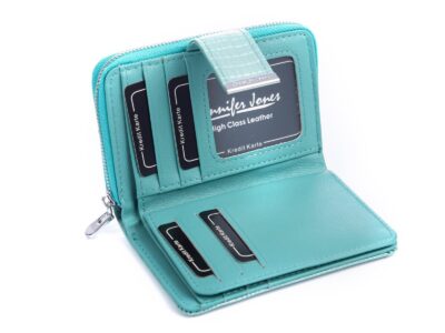 Średni lakierowany portfel damski turkusowy Jennifer Jones - obrazek 5