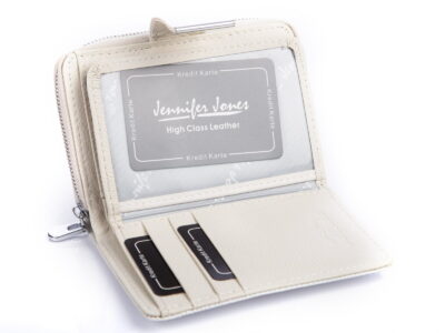 Perłowy biały portfel damski lakierowany średni Jennifer Jones - obrazek 5