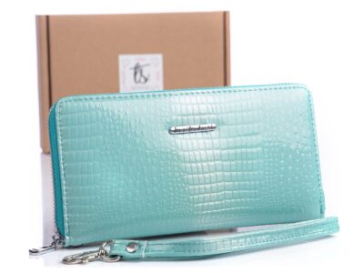 Turkusowy portfel piórnik lakierowany Jennifer Jones 5295
