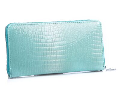 Portfel damski kopertowy lakierowany turkusowy Jennifer Jones - obrazek 2
