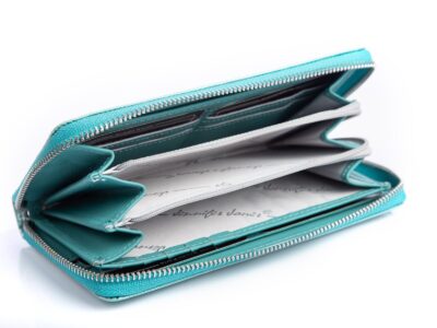 Portfel damski kopertowy lakierowany turkusowy Jennifer Jones - obrazek 5