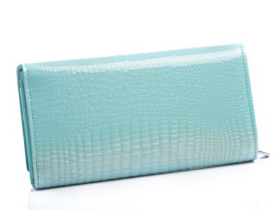 Duży portfel damski turkusowy lakierowany croco Jennifer Jones - obrazek 2