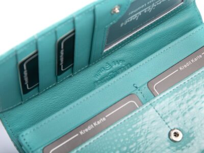 Duży portfel damski turkusowy lakierowany croco Jennifer Jones - obrazek 4