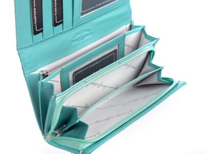 Duży portfel damski turkusowy lakierowany croco Jennifer Jones - obrazek 5