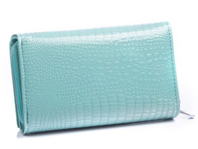 Duży lakierowany portfel damski turkusowy RFID Jennifer Jones - obrazek 2