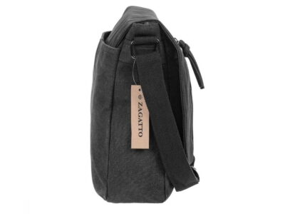 Duża czarna torba męska z klapą A4 ZAGATTO - obrazek 2