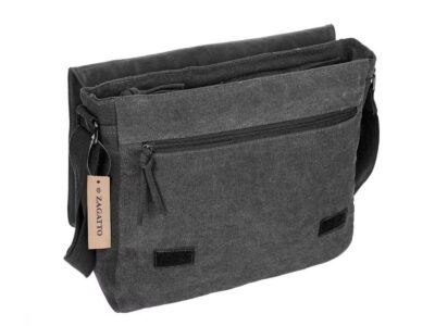 Duża czarna torba męska z klapą A4 ZAGATTO - obrazek 6