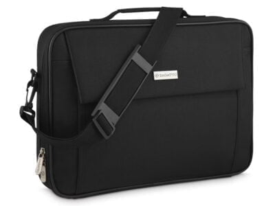 Męska czarna torba na laptopa z kieszenią z klapką ZAGATTO