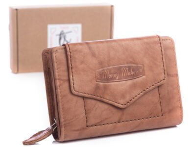 Jasnobrązowy portfel damski z miękkiej skóry Money Maker RFID 528B