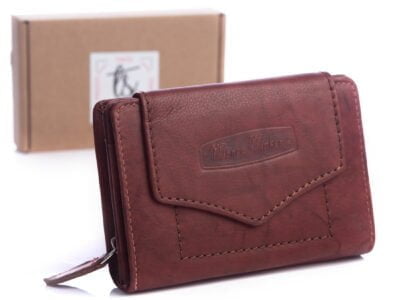 Ciemnobrązowy portfel damski Money Maker 528B z RFID i pudełkiem