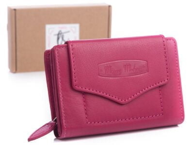 Różowy średni portfel damski z miękkiej skóry naturalnej Money Maker RFID