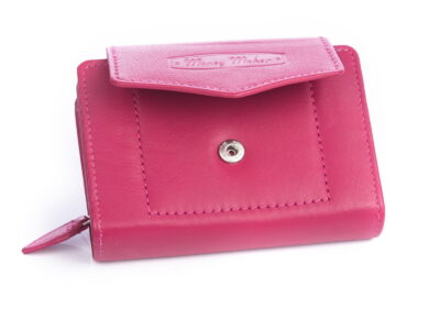 Portfel damski z miękkiej skóry naturalnej różowy Money Maker - obrazek 3